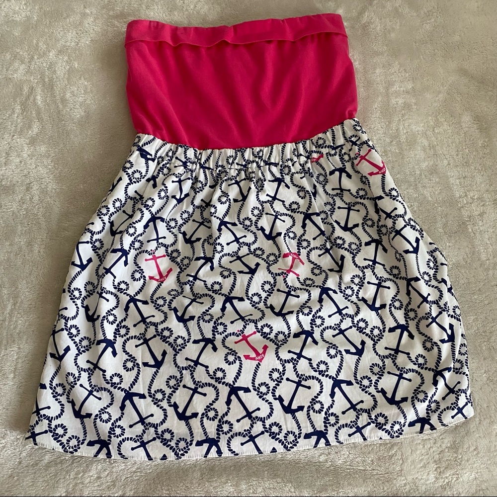 Lilly Pulitzer Hot Pink Anchor’s Away Strapless Tube Dress size Medium